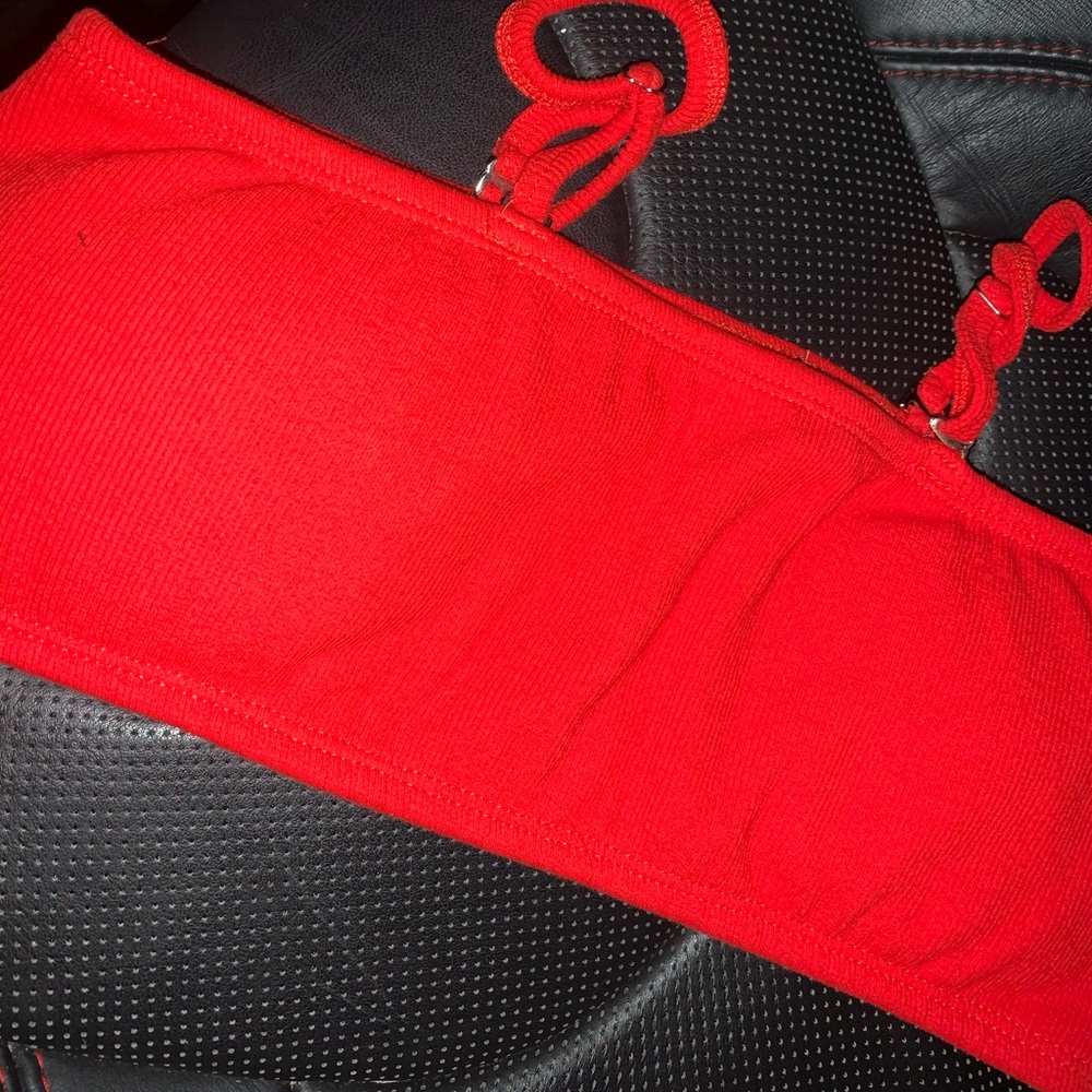 red strapless/ with straps bikini top